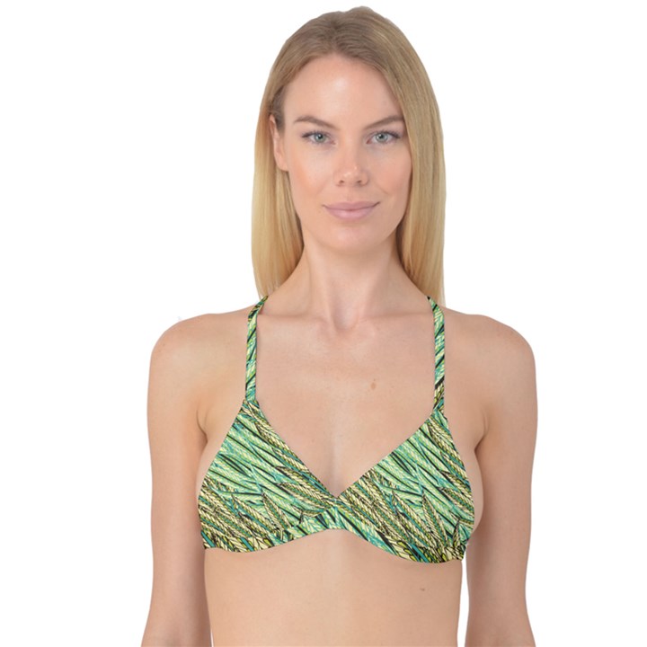 Green leaves Reversible Tri Bikini Top