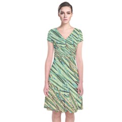 Green Leaves Short Sleeve Front Wrap Dress by goljakoff