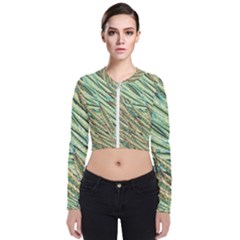 Green Leaves Long Sleeve Zip Up Bomber Jacket by goljakoff