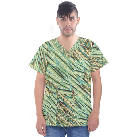 Green Leaves Men s V-neck Scrub Top by goljakoff