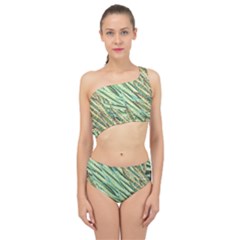 Green Leaves Spliced Up Two Piece Swimsuit by goljakoff