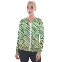 Green Leaves Velvet Zip Up Jacket by goljakoff