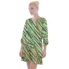 Green Leaves Open Neck Shift Dress by goljakoff