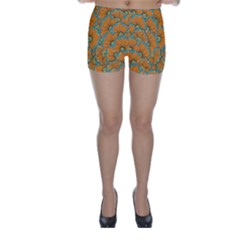 Orange Flowers Skinny Shorts by goljakoff