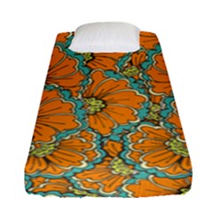 Orange Flowers Fitted Sheet (single Size) by goljakoff