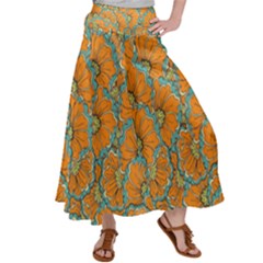 Orange Flowers Satin Palazzo Pants by goljakoff