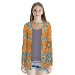 Orange Flowers Drape Collar Cardigan by goljakoff