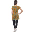 Orange flowers Puff Sleeve Tunic Top View2