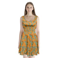 Orange Flowers Split Back Mini Dress  by goljakoff