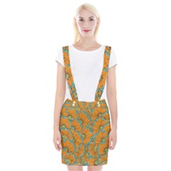 Orange Flowers Braces Suspender Skirt by goljakoff