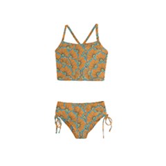 Orange Flowers Girls  Tankini Swimsuit by goljakoff