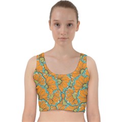 Orange Flowers Velvet Racer Back Crop Top by goljakoff