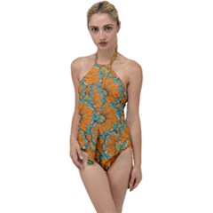 Orange Flowers Go With The Flow One Piece Swimsuit by goljakoff