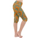 Orange flowers Lightweight Velour Cropped Yoga Leggings View3