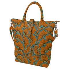 Orange Flowers Buckle Top Tote Bag by goljakoff