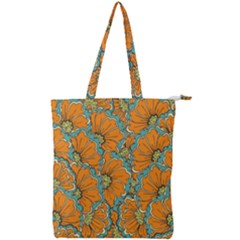 Orange Flowers Double Zip Up Tote Bag by goljakoff