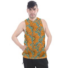 Orange Flowers Men s Sleeveless Hoodie by goljakoff