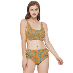 Orange Flowers Frilly Bikini Set by goljakoff