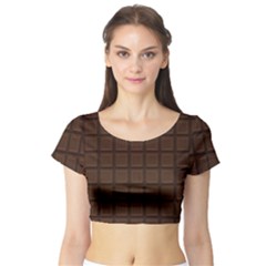 Chocolate Short Sleeve Crop Top by goljakoff