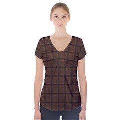 Chocolate Short Sleeve Front Detail Top by goljakoff