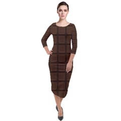 Chocolate Quarter Sleeve Midi Velour Bodycon Dress by goljakoff