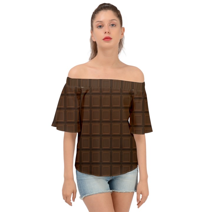 Chocolate Off Shoulder Short Sleeve Top