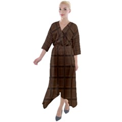 Chocolate Quarter Sleeve Wrap Front Maxi Dress by goljakoff