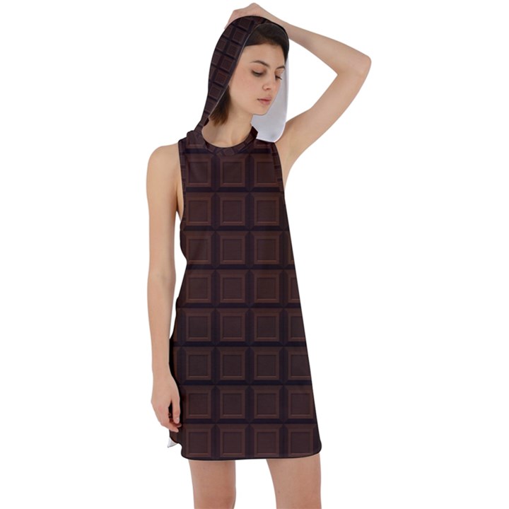 Chocolate Racer Back Hoodie Dress