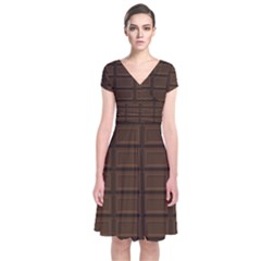 Milk Chocolate Short Sleeve Front Wrap Dress by goljakoff