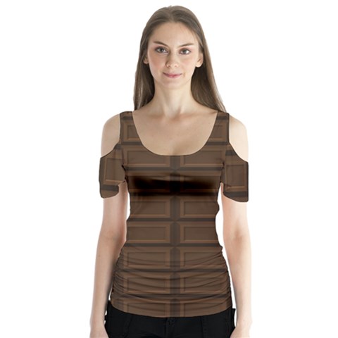 Milk Chocolate Butterfly Sleeve Cutout Tee  by goljakoff