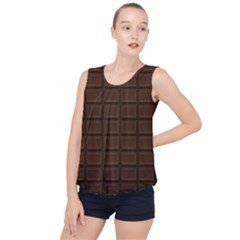 Milk Chocolate Bubble Hem Chiffon Tank Top by goljakoff