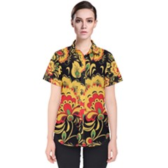 Vintage Khokhloma Women s Short Sleeve Shirt