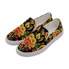 Vintage Khokhloma Women s Canvas Slip Ons by goljakoff