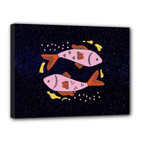 Fish Pisces Astrology Star Zodiac Canvas 16  X 12  (stretched)