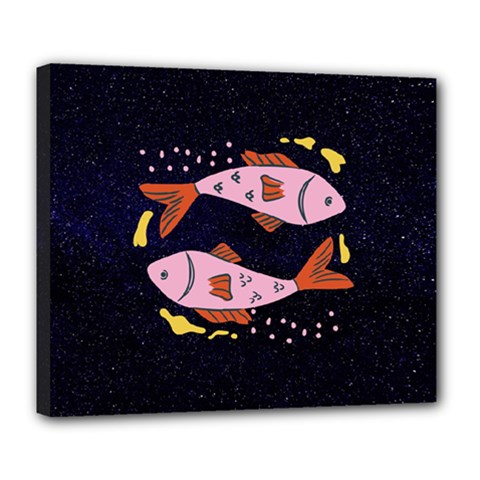 Fish Pisces Astrology Star Zodiac Deluxe Canvas 24  X 20  (stretched)