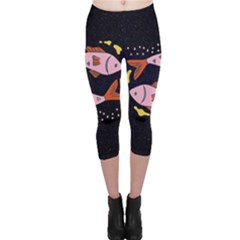 Fish Pisces Astrology Star Zodiac Capri Leggings  by HermanTelo