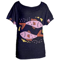 Fish Pisces Astrology Star Zodiac Women s Oversized Tee