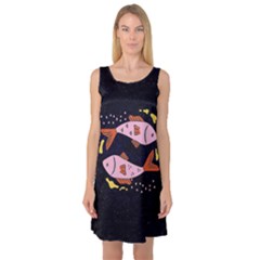 Fish Pisces Astrology Star Zodiac Sleeveless Satin Nightdress