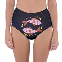 Fish Pisces Astrology Star Zodiac Reversible High-waist Bikini Bottoms