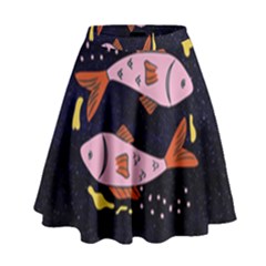 Fish Pisces Astrology Star Zodiac High Waist Skirt