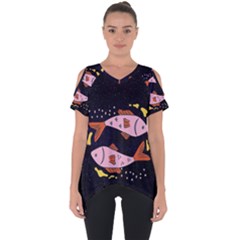 Fish Pisces Astrology Star Zodiac Cut Out Side Drop Tee