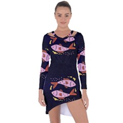 Fish Pisces Astrology Star Zodiac Asymmetric Cut-out Shift Dress