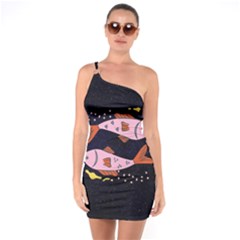 Fish Pisces Astrology Star Zodiac One Soulder Bodycon Dress by HermanTelo