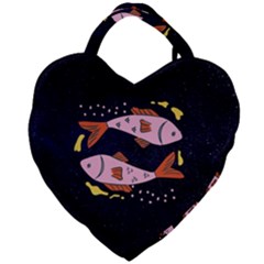 Fish Pisces Astrology Star Zodiac Giant Heart Shaped Tote by HermanTelo