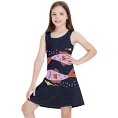 Fish Pisces Astrology Star Zodiac Kids  Lightweight Sleeveless Dress by HermanTelo