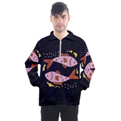 Fish Pisces Astrology Star Zodiac Men s Half Zip Pullover by HermanTelo