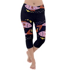 Fish Pisces Astrology Star Zodiac Lightweight Velour Capri Yoga Leggings