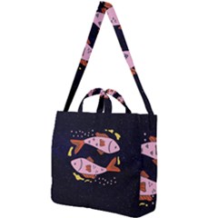 Fish Pisces Astrology Star Zodiac Square Shoulder Tote Bag by HermanTelo