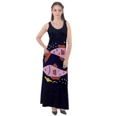 Fish Pisces Astrology Star Zodiac Sleeveless Velour Maxi Dress by HermanTelo