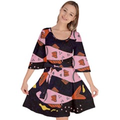 Fish Pisces Astrology Star Zodiac Velour Kimono Dress by HermanTelo